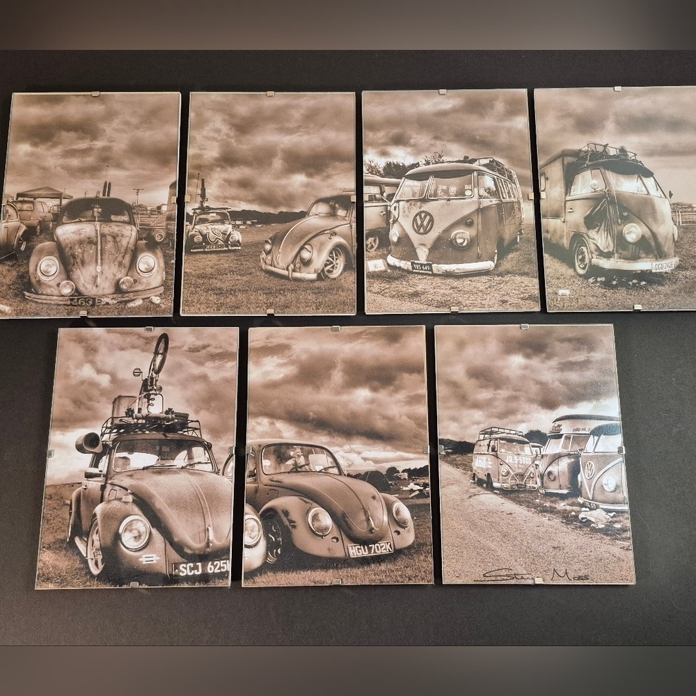 PHOTOGRAPHER STEVE MOSS Volkswagon Vintage Car Photography Art Set Framed Photos